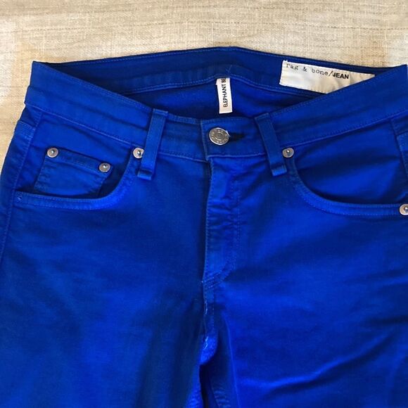Rag & Bone Elephant Bell Flare Bottom Bright Blue Woman’s Jeans. Size 24. - Picture 2 of 8